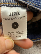Load image into Gallery viewer, JBD Just Black Denim Jacket Women Medium Blue Jean Trucker Puppies Make Me Happy