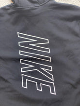 Load image into Gallery viewer, Nike Sweatshirt Adult Small Black Swoosh Center Spellout Hoodie Nylon Mens