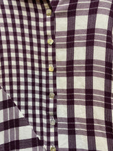 Load image into Gallery viewer, Soft Surroundings Shirt Womens Medium Burgundy Plaid Tunic Patchwork Ladies