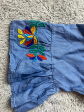 Load image into Gallery viewer, Foxy Women Dress Womens Medium Blue Embroidered Flower Denim Flared Grandmacore