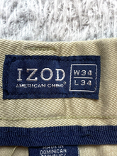 Load image into Gallery viewer, IZOD Pants Adult 34x34 Tan Straight Leg Flat Front American Chino Casual Mens