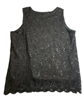 Load image into Gallery viewer, Catherines Shirt Womens 20W Black Sequins Lace Line Tank Blouse Plus Ladies