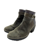 Load image into Gallery viewer, Fly London Boots Womens 7-7.5 Gray Block Heel Zip Up Buckle Ankle Bootie