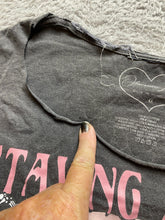 Load image into Gallery viewer, Staying Alive Shirt Womens Medium Gray Dancing Skeletons Flower Whimsigoth Goth