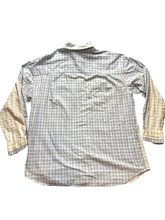 Load image into Gallery viewer, Sean John Shirt Adult 2XL XXL Blue Taupe Plaid Button Up Embroidered Casual Mens