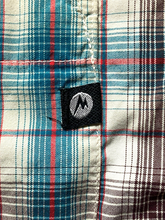 Load image into Gallery viewer, Marmot Shirt Adult Medium Teal Brown Plaid Button Up Casual Camp Outdoor Mens