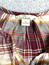 Load image into Gallery viewer, Bob Timberlake Shirt Womens Extra Small Maroon Tan Plaid Oversized Hippie Boho