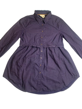 Load image into Gallery viewer, Anthropologie Maeve Shirt Womens Small Purple Polkadot Tunic Button Up Flared