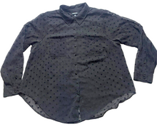 Load image into Gallery viewer, Torrid Shirt Womens 0 Large Black Velvet Polka-Dot Sheer Lined Button Up Blouse