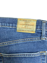 Load image into Gallery viewer, Lucky Brand Jeans Adult 36x30 Blue Flat Front Straight Leg Whiskered Denim Mens
