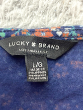 Load image into Gallery viewer, Lucky Brand Shirt Womens Large Navy Blue AOP Flower Hippie Boho Square Neck Lady