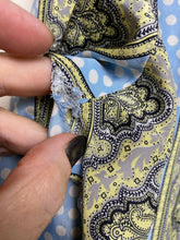 Load image into Gallery viewer, VTG CEO Shirt Womens 38 Light Blue Button Up Polkadots Paisley Hippie Boho 70s