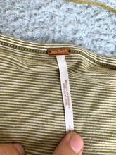 Load image into Gallery viewer, Free People Shirt Womens Small Olive Green Striped Puff Sleeve Penelope Ladies