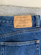 Load image into Gallery viewer, Eddie Bauer Jeans Womens 12 (30x27.5) Blue Straight Petite Flannel Lined Denim