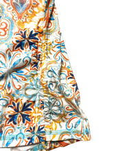 Load image into Gallery viewer, Talbots Shirt Womens 2X Blue Orange Geometric Rayon Spandex Blouse Plus Ladies