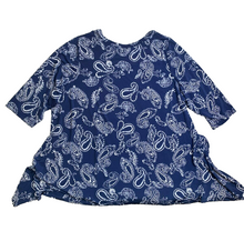Load image into Gallery viewer, Woman Within Shirt Womens 30/32 3X Blue AOP Paisley Tunic Lagenlook Plus Ladies