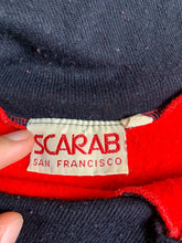 Load image into Gallery viewer, VTG Scarab Sweater Womens Medium Red AOP Chinese Writing Words Dragon Zip Collar