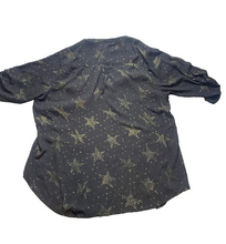 Load image into Gallery viewer, Torrid Shirt Womens 3 3X Black Gold Star Georgette Harper Tunic Blouse Plus Lady