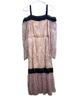 Load image into Gallery viewer, Avec Les Filles Dress Women 4 Small Pink Black Lace Lined Tiered Boho Maxi Nylon