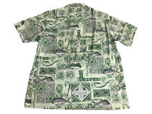 Load image into Gallery viewer, Howie Shirt Adult Extra Large Green Button Up AOP Ocean Fish Hawaiian Aloha Mens