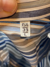 Load image into Gallery viewer, Lorenzini Shirt Adult 15.5/39 Large Button Up Striped Cuffs Italy Dress Mens