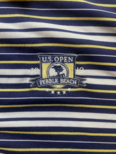 Load image into Gallery viewer, Straight Down Shirt Adult 2XL Navy Yellow Stripes U.S Open Pebble Beach Polo Men