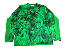 Load image into Gallery viewer, HUK Shirt Adult Small Green Performance Fishing Outdoor Spandex Camo Inferno Men