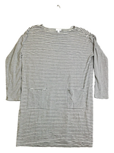 Load image into Gallery viewer, J Jill Dress Womens Medium Gray Striped Oversized Pockets Lagenlook Ladies