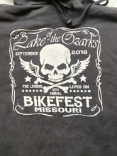 Load image into Gallery viewer, Lake of Ozarks Sweatshirt Adult Large Black Skull Bikefest Missouri Hoodie Mens