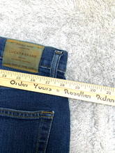 Load image into Gallery viewer, Lucky Brand Jeans Adult 36x30 Blue Flat Front Straight Leg Whiskered Denim Mens