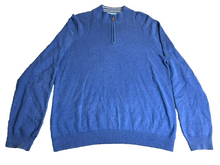 Load image into Gallery viewer, J. McLaughlin Sweater Adult Large Blue 1/4 Zip Modal Spandex Outerwear Mens