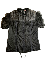 Load image into Gallery viewer, Scarlett Dakness Shirt Womens 2XL Black Sheer Lace Trim Renaissance Goth Nylon