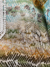 Load image into Gallery viewer, Catherines Shirt Womens 4X Green Brown Boho Tunic Lagenlook Swiss Dot Lace Plus