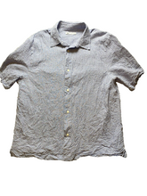 Load image into Gallery viewer, ZARA Shirt Adult Large Blue White Gingham Checkered Button Up Collared Camp Mens