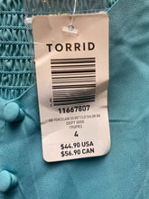 Load image into Gallery viewer, Torrid Dress Womens 4 Aqua Flowy Sleeveless Cold Shoulder Button Ladies