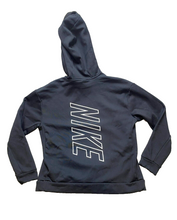 Load image into Gallery viewer, Nike Sweatshirt Adult Small Black Swoosh Center Spellout Hoodie Nylon Mens