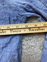 Load image into Gallery viewer, Vintage Chambray Shirt Womens 11 Blue Button Up Flap Pockets Patches 70s Ladies