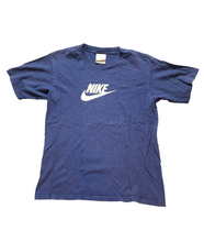 Load image into Gallery viewer, VTG Nike Shirt Junior Large Navy Blue Center Swoosh Logo Gray Tab USA 90s Girls