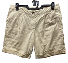 Load image into Gallery viewer, Esmara Shorts Womens 12 (37x8) Beige Flat Front Linen Slash Pocket Cuff Ladies