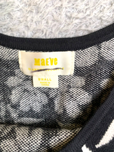 Load image into Gallery viewer, Anthropologie Maeve Sweater Womens Small Black White Trixie Cropped Tie Cut Out