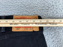 Load image into Gallery viewer, Levis 501 Jeans Adult 38x34 Black Straight Leg Strauss & Co Denim Zip Fly Mens