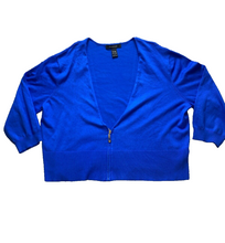 Load image into Gallery viewer, Ashley Stewart Sweater Womens 26 Blue Rayon Nylon Cropped Cardigan Zip Up Plus