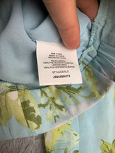 Load image into Gallery viewer, June & Hudson Shirt Womens 1 Light Blue AOP Floral Peplum Boho Wrap Tie Blouse