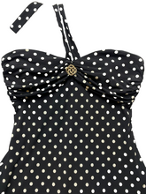 Load image into Gallery viewer, Blondie Nites Pin-Up Dress Womens 11 Black White Polkadots Halter Cocktail Lady