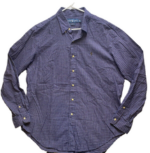 Load image into Gallery viewer, Ralph Lauren Shirt Adult Large Navy Blue Classic Fit Button Up Flannel Cuffs Men