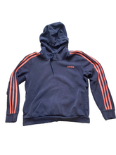 Load image into Gallery viewer, Adidas Sweatshirt Womens Large Navy Pink Three Stripes Hoodie Fleece Ladies