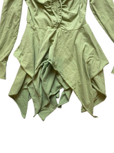 Load image into Gallery viewer, Current Mood Shirt Youth Medium Sage Green Asymmetrical Fairy Boho Spandex Girls