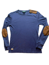 Load image into Gallery viewer, Lauren Ralph Lauren Shirt Youth Medium Navy Blue Elbow Patch Zip Shoulder Girls
