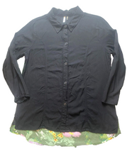 Load image into Gallery viewer, Kaktus Shirt Womens Extra Large Black Floral Button Up Casual Blouse Tunic Rayon