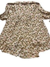 Load image into Gallery viewer, Roaman's Shirt Womens 32W Brown Pink AOP Flower Tunic Boho Hippie Lagenlook Plus